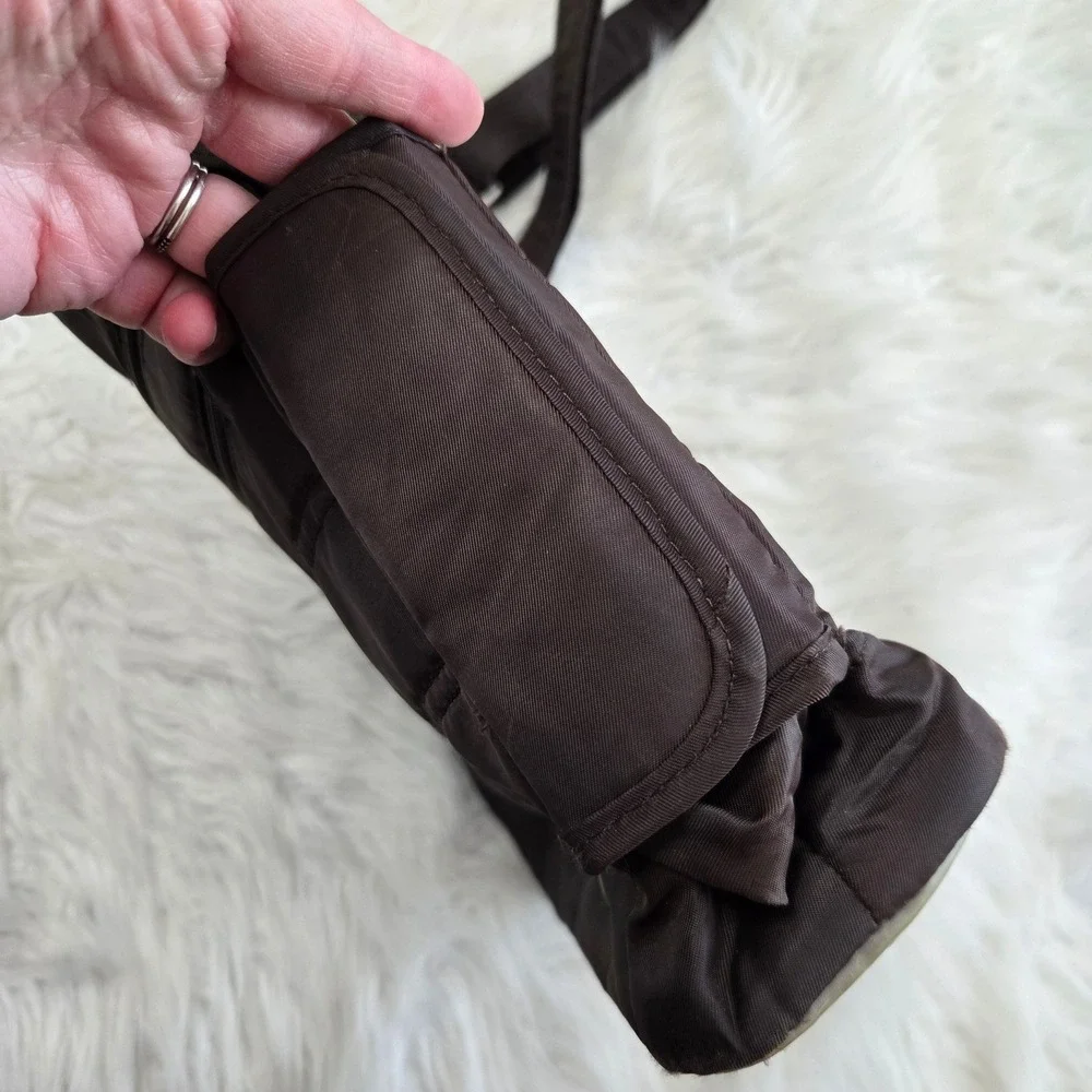 Lug Brown Quilted Crossbody Messenger Bag Travel‎ Organizer Water Bottle Pocket
